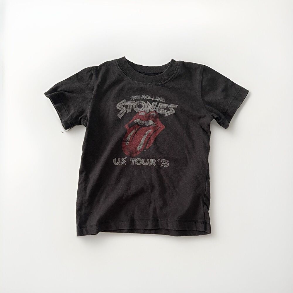 The Rolling Stones US Tour '78 Toddler Size 2T Black Graphic T-Shirt Band Tee